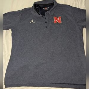 Jordan Jumpman University Of Nebraska Men's XL Gray Polo With Cornhusker Logo